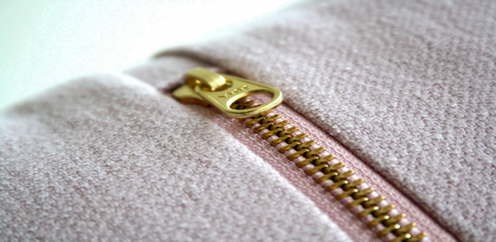 Close-up of zipper on a cotton sweatshirt