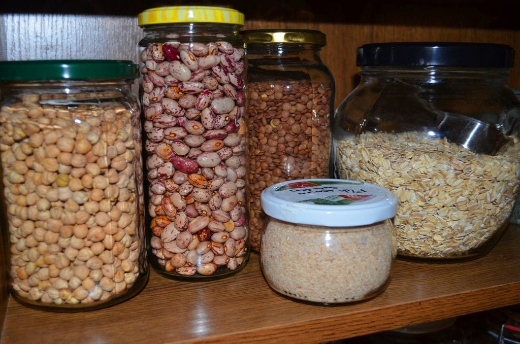 Dry food kept in glass jar to reduce plastic waste