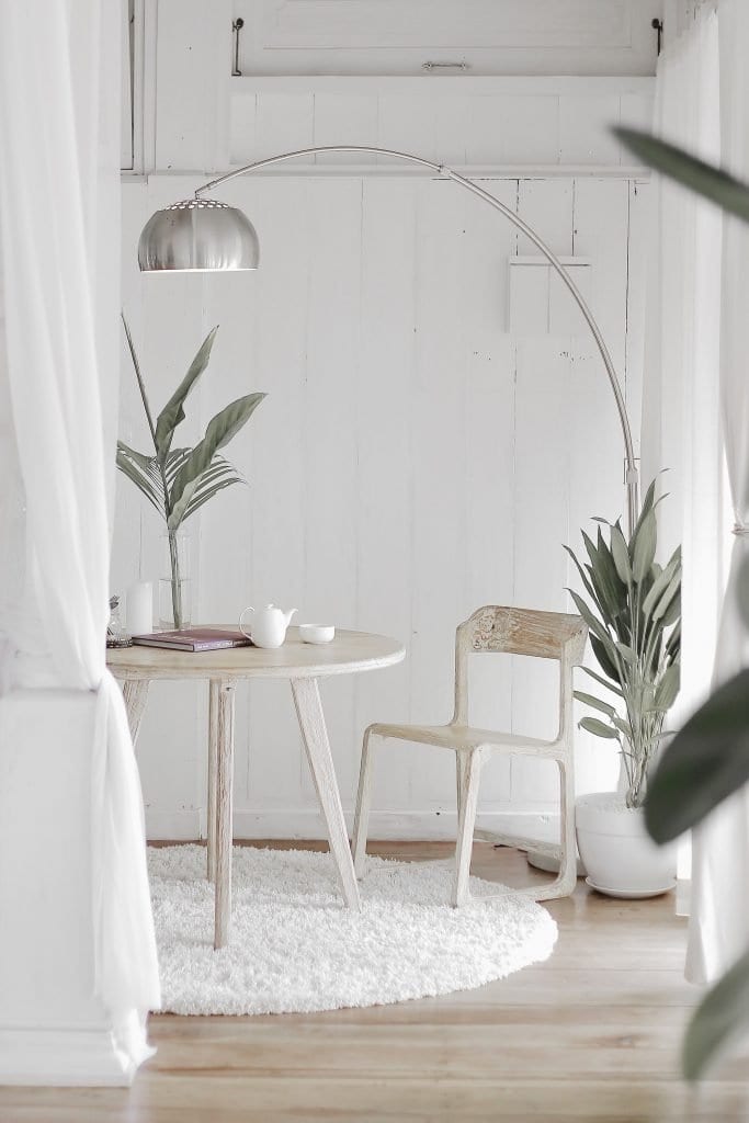A beautiful white interior displaying sustainability in Interior Design