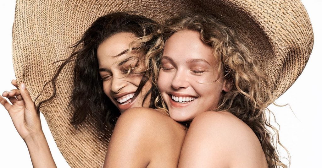 two women laughing