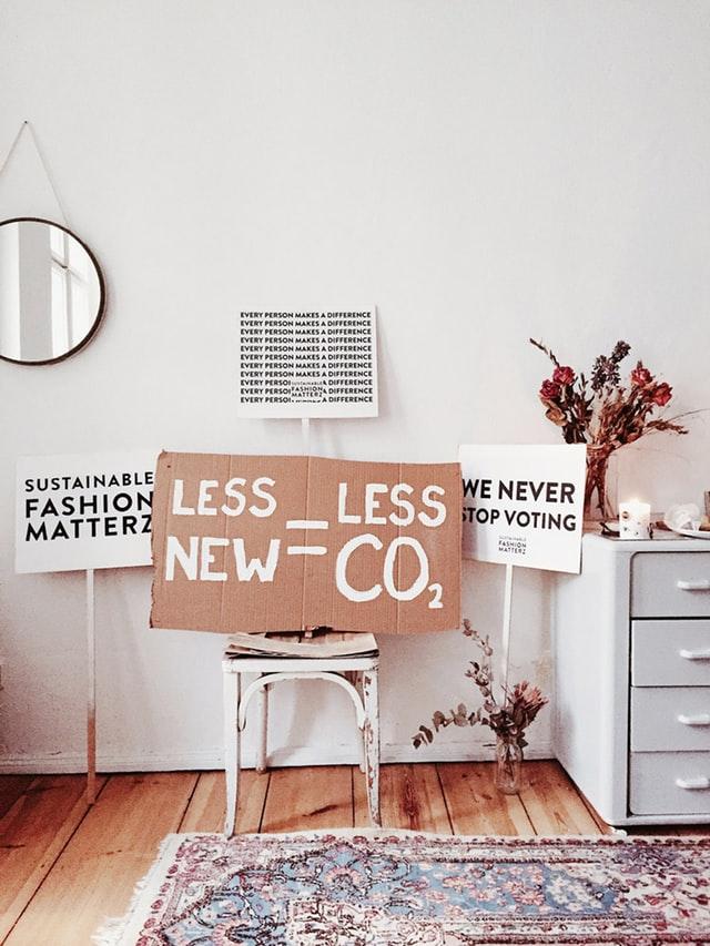 signs on vintage furniture: less new = less co2