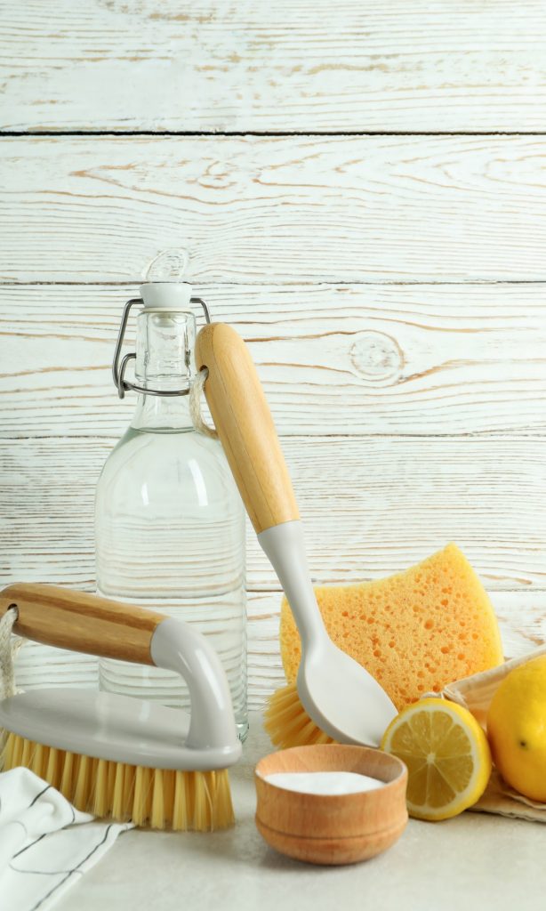 Eco-Friendly Carpet Cleaning: lemons and cleaning brushes