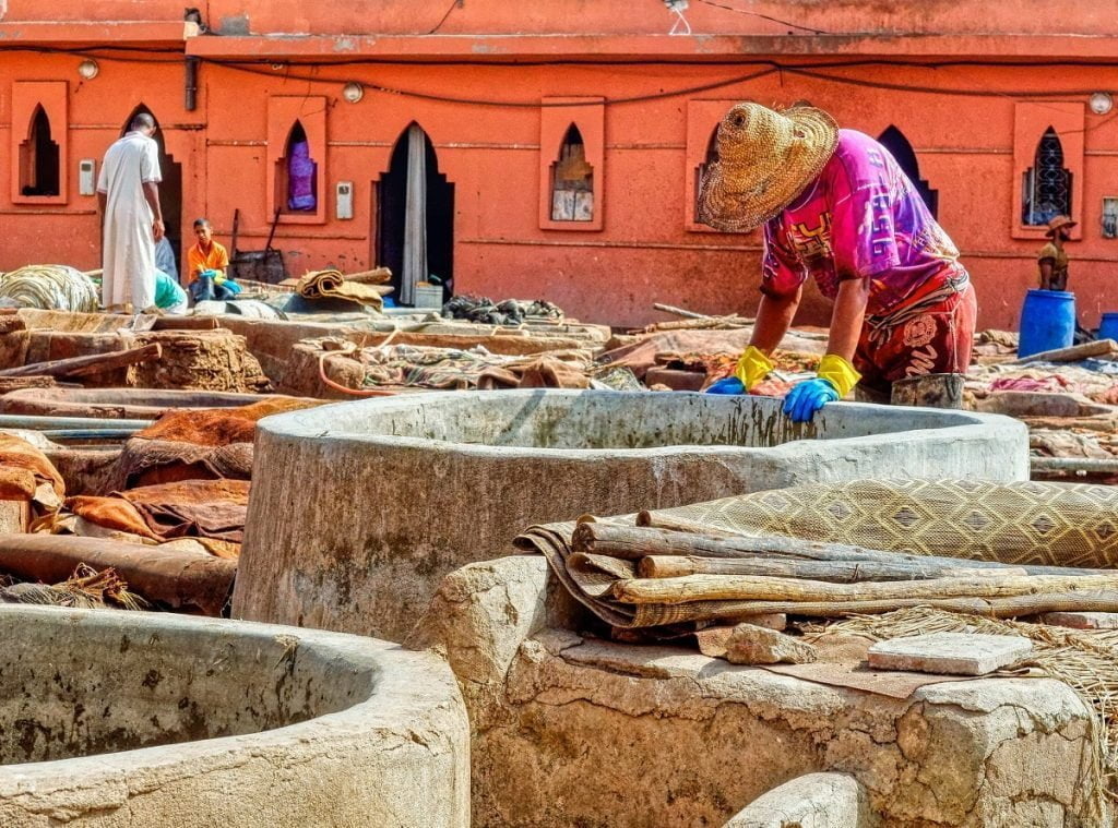 Higg Index: Worker at a tannery in Morocco