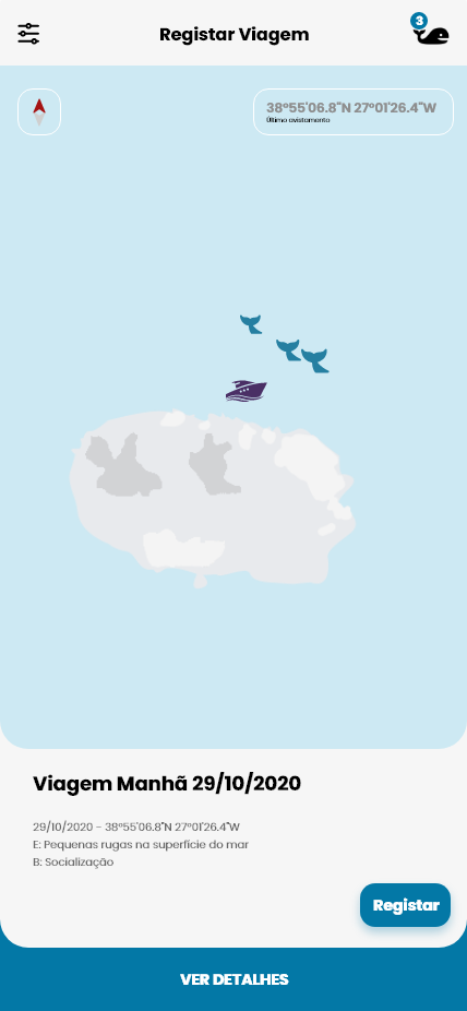 visual of cetacean app in portugese