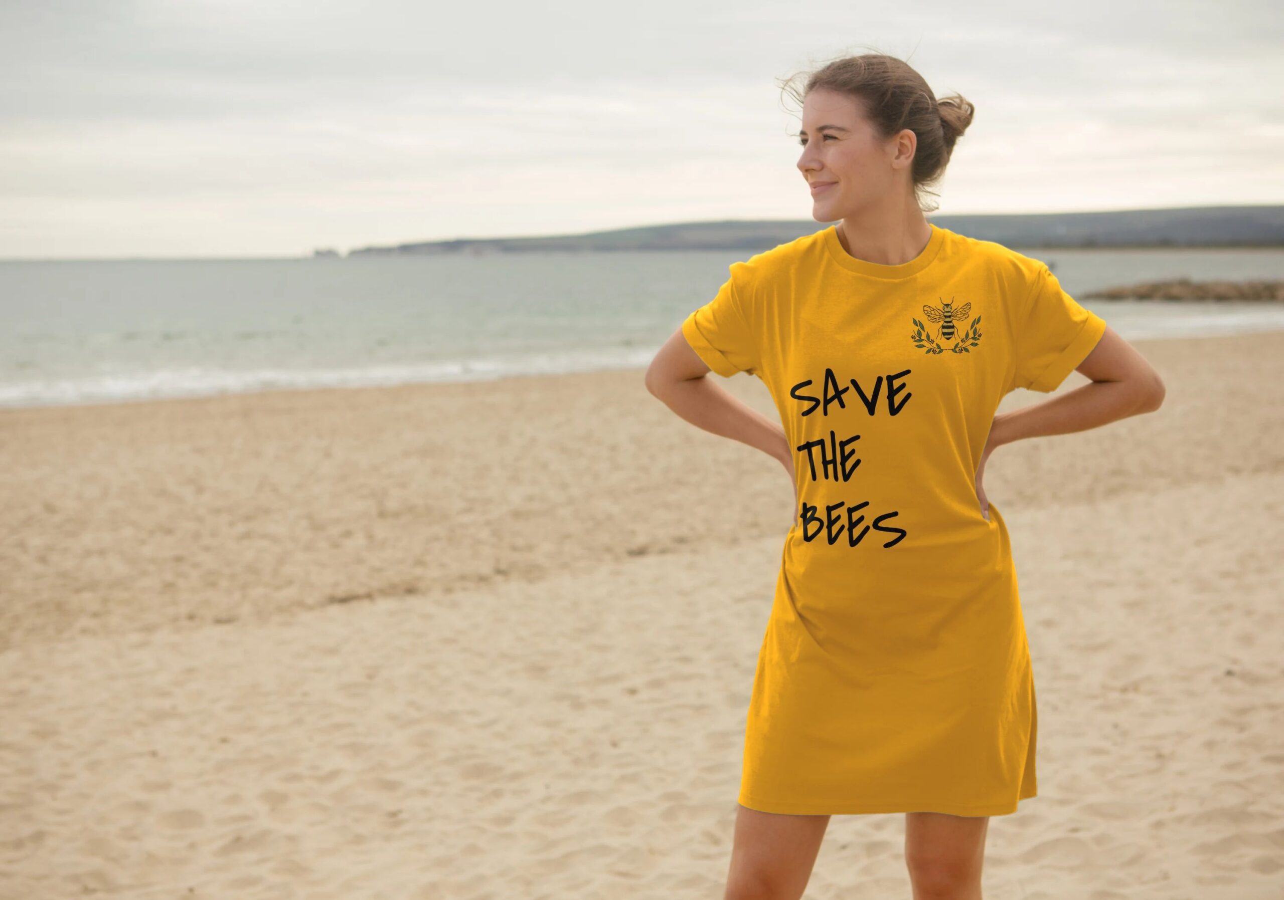 A Sustainable T-Shirt: Addressing the Environmental Effects - Girl with orange t-shirt on beach